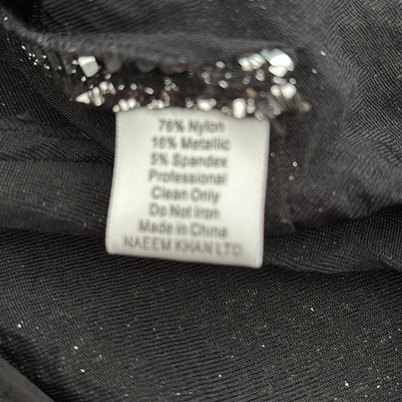 Naeem Khan V-Neck Flare Sequined Dress SILVER - Picture 5 of 6